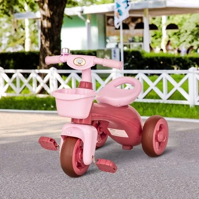 Qaba Tricycle 3-Wheeler Ride-on Toy with 2 Storage Baskets on Front & Back & Non-Slip Handlebar 9 Qaba Tricycle 3-Wheeler Ride-on Toy with 2 Storage Baskets on Front & Back & Non-Slip Handlebar - Image 9