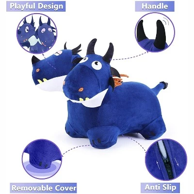 iPlay, iLearn, Bouncy Pals Mythical Creatures Hopper Toy, Plush, Inflatable Ride-On Hopping Toy, Blue Two-Headed Dragon, Ages 18 Months and Up 2 iPlay, iLearn, Bouncy Pals Mythical Creatures Hopper Toy, Plush, Inflatable Ride-On Hopping Toy, Blue Two-Headed Dragon, Ages 18 Months and Up - Image 2