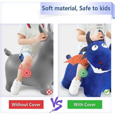 iPlay, iLearn, Bouncy Pals Mythical Creatures Hopper Toy, Plush, Inflatable Ride-On Hopping Toy, Blue Two-Headed Dragon, Ages 18 Months and Up 3 iPlay, iLearn, Bouncy Pals Mythical Creatures Hopper Toy, Plush, Inflatable Ride-On Hopping Toy, Blue Two-Headed Dragon, Ages 18 Months and Up - Image 3