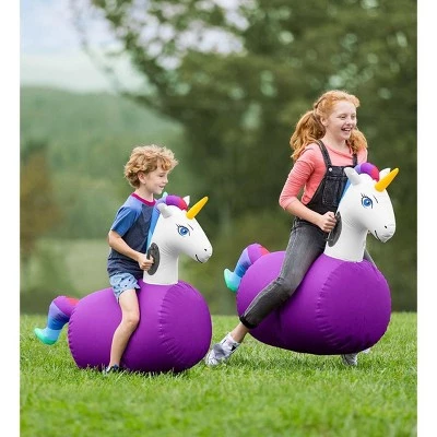 HearthSong Set of 2 Inflatable Ride-On Unicorns Hippity Hop Toy for Kids' Active Play 1 HearthSong Set of 2 Inflatable Ride-On Unicorns Hippity Hop Toy for Kids' Active Play
