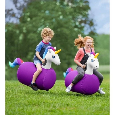 HearthSong Set of 2 Inflatable Ride-On Unicorns Hippity Hop Toy for Kids' Active Play 2 HearthSong Set of 2 Inflatable Ride-On Unicorns Hippity Hop Toy for Kids' Active Play - Image 2