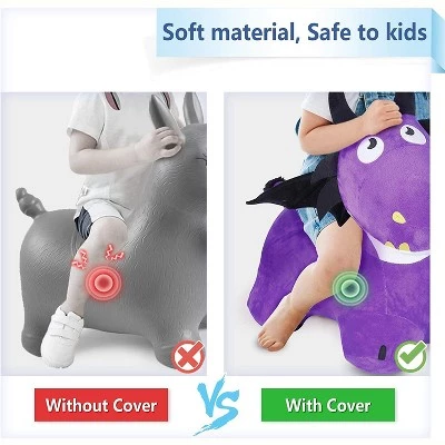 iPlay, iLearn, Bouncy Pals Mythical Creatures Hopper Toy, Plush, Inflatable Ride-On Hopping Toy, Purple Two-Headed Dragon, Ages 18 Months and Up 3 iPlay, iLearn, Bouncy Pals Mythical Creatures Hopper Toy, Plush, Inflatable Ride-On Hopping Toy, Purple Two-Headed Dragon, Ages 18 Months and Up - Image 3