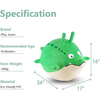 iPlay, iLearn, Bouncy Pals Aquatic Animals Hopper Toy, Plush, Inflatable Ride-On Hopping Toy, Green Gator, Ages 18 Months and Up 5 iPlay, iLearn, Bouncy Pals Aquatic Animals Hopper Toy, Plush, Inflatable Ride-On Hopping Toy, Green Gator, Ages 18 Months and Up - Image 5