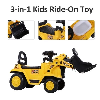 Qaba HOMCOM Ride-On Toy Bulldozer with Bucket Horn Steering Wheel for Toddlers Yellow 2 Qaba HOMCOM Ride-On Toy Bulldozer with Bucket Horn Steering Wheel for Toddlers Yellow - Image 2