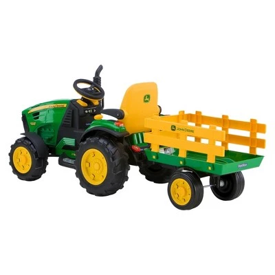 Peg Perego 12V John Deere Ground Force Tractor with Trailer Powered Ride-On - Green 3 Peg Perego 12V John Deere Ground Force Tractor with Trailer Powered Ride-On - Green - Image 3