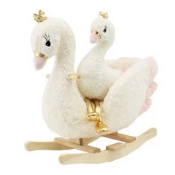 Animal Adventure Soft Landing Darling Duos Swan Children's Rocker and Stuffed Animal bundle