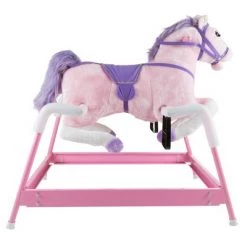 Toy Time Kids' Ride-On Plush Spring Rocking Horse - Pink