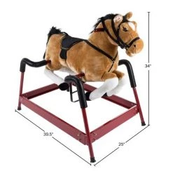 Toy Time Plush Spring Rocking Horse Ride-On, Brown