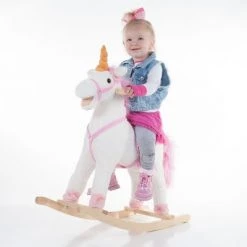 Toy Time Kids' Rocking Unicorn Ride-On Horse Toy - Pink/White