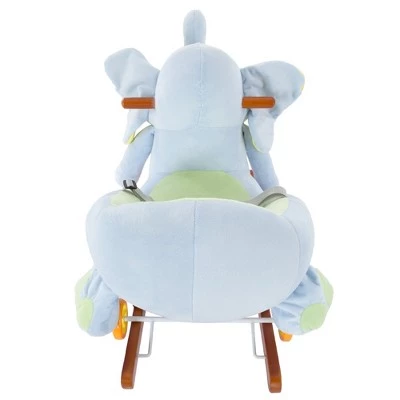 Toy Time Kids' 2-in-1 Plush Ride-On Rocking Elephant with Wheels- 27" x 13.5" x 20", Light Blue/Green 3 Toy Time Kids' 2-in-1 Plush Ride-On Rocking Elephant with Wheels- 27" x 13.5" x 20", Light Blue/Green - Image 3