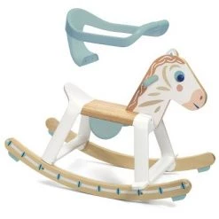 Djeco BabyCavali White Wooden Rocking Horse with Removable Safety Guard