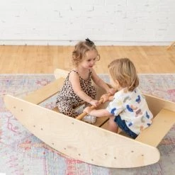 ECR4Kids Birch Rocking Boat and Steps, 2-in-1 Wooden Play Center for Motor Development for Toddlers -Riding Toys, Scooters & Hoverboards shop unnamed file 4995