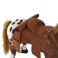 Qaba Kids Standing Ride-On Horse Toddler Plush Interactive Toy with Sound -Dark Brown/White -Riding Toys, Scooters & Hoverboards shop unnamed file 4999