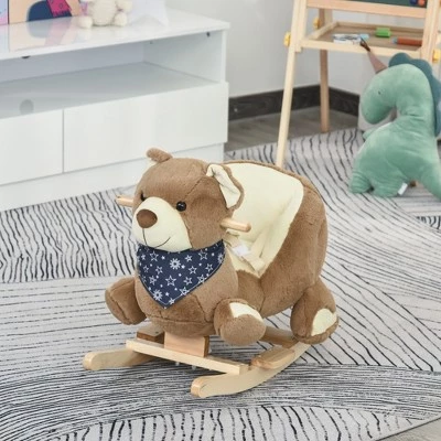 Qaba Kids Ride-On Rocking Horse Toy Bear Style Rocker with Fun Music & Soft Plush Fabric for Children 18-36 Months 1 Qaba Kids Ride-On Rocking Horse Toy Bear Style Rocker with Fun Music & Soft Plush Fabric for Children 18-36 Months