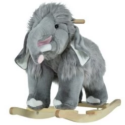 Qaba Kids Ride-On Rocking Horse Toy Mammoth Style Rocker with Fun Music & Soft Plush Fabric for Children 18-36 Months -Riding Toys, Scooters & Hoverboards shop unnamed file 5013