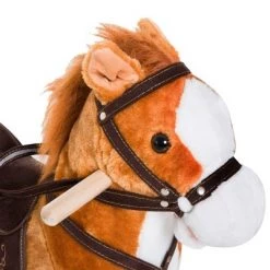 Qaba Kids Plush Toy Rocking Horse Ride on with Realistic Sounds - Brown -Riding Toys, Scooters & Hoverboards shop unnamed file 5042