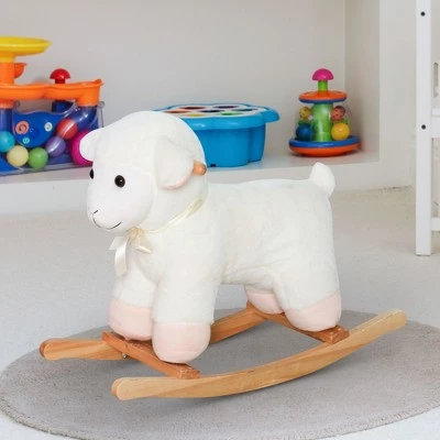 Qaba Lamb Rocking Horse Sheep Nursery Stuffed Animal Ride On Rocker for Kids Wooden Plush 1 Qaba Lamb Rocking Horse Sheep Nursery Stuffed Animal Ride On Rocker for Kids Wooden Plush
