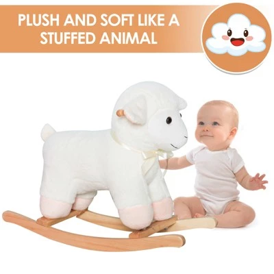 Qaba Lamb Rocking Horse Sheep Nursery Stuffed Animal Ride On Rocker for Kids Wooden Plush 4 Qaba Lamb Rocking Horse Sheep Nursery Stuffed Animal Ride On Rocker for Kids Wooden Plush - Image 4