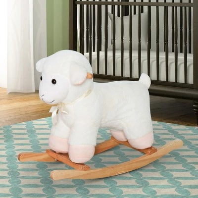 Qaba Lamb Rocking Horse Sheep Nursery Stuffed Animal Ride On Rocker for Kids Wooden Plush 7 Qaba Lamb Rocking Horse Sheep Nursery Stuffed Animal Ride On Rocker for Kids Wooden Plush - Image 7