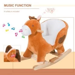 Qaba Kids Ride On Rocking Horse Sturdy Wooden Constructure with Songs for Boys or Girls -Riding Toys, Scooters & Hoverboards shop unnamed file 5063