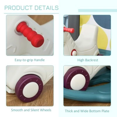 Qaba 2 in 1 Kids Ride on Rocking Horse and Sliding Car Plastic Walking Horse with Wheels and Datachable Base 3 Qaba 2 in 1 Kids Ride on Rocking Horse and Sliding Car Plastic Walking Horse with Wheels and Datachable Base - Image 3