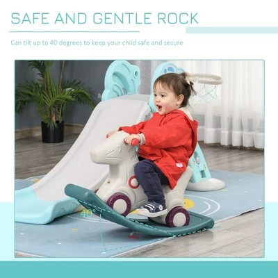 Qaba 2 in 1 Kids Ride on Rocking Horse and Sliding Car Plastic Walking Horse with Wheels and Datachable Base 5 Qaba 2 in 1 Kids Ride on Rocking Horse and Sliding Car Plastic Walking Horse with Wheels and Datachable Base - Image 5