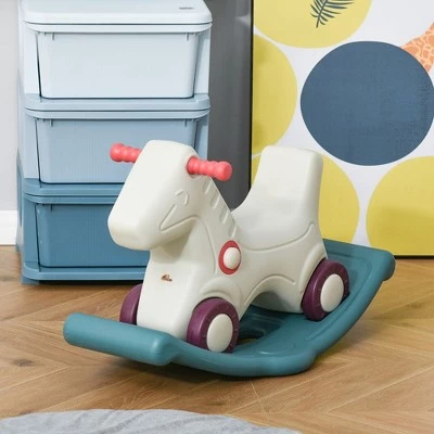 Qaba 2 in 1 Kids Ride on Rocking Horse and Sliding Car Plastic Walking Horse with Wheels and Datachable Base 6 Qaba 2 in 1 Kids Ride on Rocking Horse and Sliding Car Plastic Walking Horse with Wheels and Datachable Base - Image 6