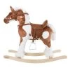 Toy Time Plush Ride-On Rocking Horse with Sounds, Stirrups, Saddle, and Reins - Clydesdale, Brown and White
