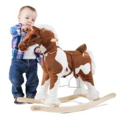 Toy Time Plush Ride-On Rocking Horse with Sounds, Stirrups, Saddle, and Reins - Clydesdale, Brown and White -Riding Toys, Scooters & Hoverboards shop unnamed file 5082