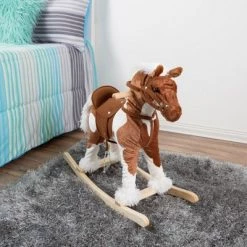 Toy Time Plush Ride-On Rocking Horse with Sounds, Stirrups, Saddle, and Reins - Clydesdale, Brown and White -Riding Toys, Scooters & Hoverboards shop unnamed file 5083