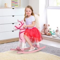 Qaba Kids Plush Interactive Rocking Horse Pony Toy with Realistic Sounds -Riding Toys, Scooters & Hoverboards shop unnamed file 5093