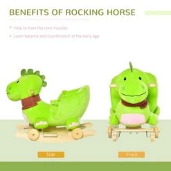 Qaba Kids Interactive 2-in-1 Plush Ride-On Dinosaur Rolling Rocking Chair with Built-In Nursery Song & Fun Design -Riding Toys, Scooters & Hoverboards shop unnamed file 5105