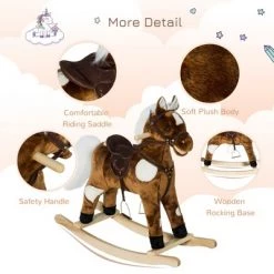 Qaba Kids Metal Plush Ride-On Rocking Horse Chair Toy With Nursery Rhyme Music - Dark Brown -Riding Toys, Scooters & Hoverboards shop unnamed file 5113