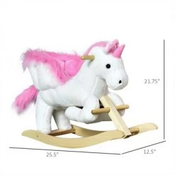 Qaba Kids Rocking Horse Wooden Plush Ride-On Unicorn Chair Toy with Lullby Song for 1-3 Years children -Riding Toys, Scooters & Hoverboards shop unnamed file 5123