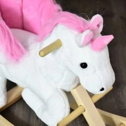 Qaba Kids Rocking Horse Wooden Plush Ride-On Unicorn Chair Toy with Lullby Song for 1-3 Years children -Riding Toys, Scooters & Hoverboards shop unnamed file 5125