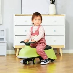 Qaba Ride on Wiggle Car w/LED Flashing Wheels Swing Car for Toddlers No Batteries Gears or Pedals - Twist Turn Wiggle Movement to Steer