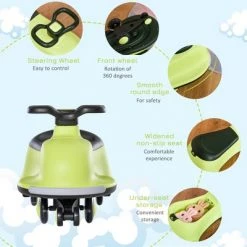 Qaba Ride on Wiggle Car w/LED Flashing Wheels Swing Car for Toddlers No Batteries Gears or Pedals - Twist Turn Wiggle Movement to Steer -Riding Toys, Scooters & Hoverboards shop unnamed file 5152