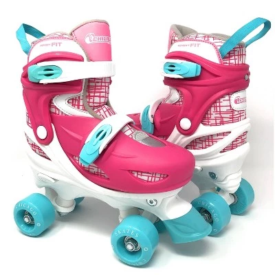 Chicago Skates Deluxe Kids' Quad Roller Skate Combo Set - Pink/White 1 Chicago Skates Deluxe Kids' Quad Roller Skate Combo Set - Pink/White