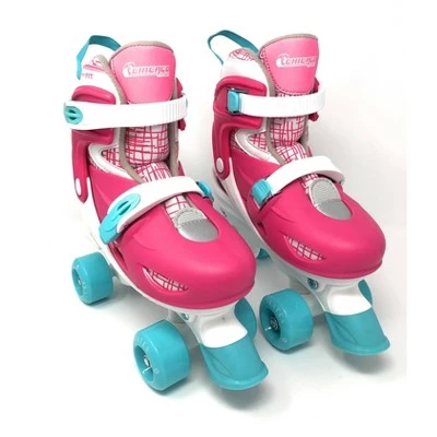 Chicago Skates Deluxe Kids' Quad Roller Skate Combo Set - Pink/White 2 Chicago Skates Deluxe Kids' Quad Roller Skate Combo Set - Pink/White - Image 2