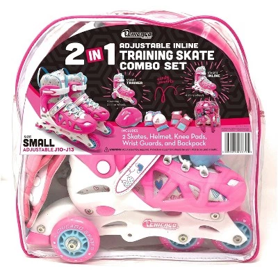 Chicago Skates Training Kids' Roller Skate Combo Set - Pink/White 1 Chicago Skates Training Kids' Roller Skate Combo Set - Pink/White