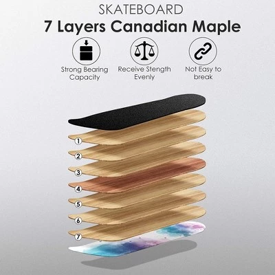 Hikole Complete Pro 7 Layer Canadian Maple Wood 31 Inch Double Kick Skateboard with 85A PU Wheels, Aluminum Trucks, and ABEC 7 Bearings, Black Pose 3 Hikole Complete Pro 7 Layer Canadian Maple Wood 31 Inch Double Kick Skateboard with 85A PU Wheels, Aluminum Trucks, and ABEC 7 Bearings, Black Pose - Image 3