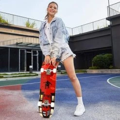 Hikole Complete Pro 7 Layer Canadian Maple Wood 31 Inch Double Kick Skateboard with 85A PU Wheels, Aluminum Trucks, and ABEC 7 Bearings, Red Pose -Riding Toys, Scooters & Hoverboards shop unnamed file 6257