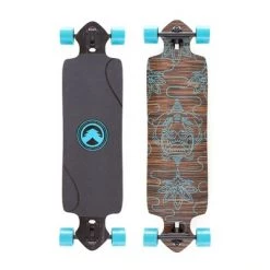 Black Longboards Exotic Wood and Canadian Maple Core Complete Trident Skateboard with Hooligan Wheels, Hellion Bearings, and Micro-Drop Deck Design