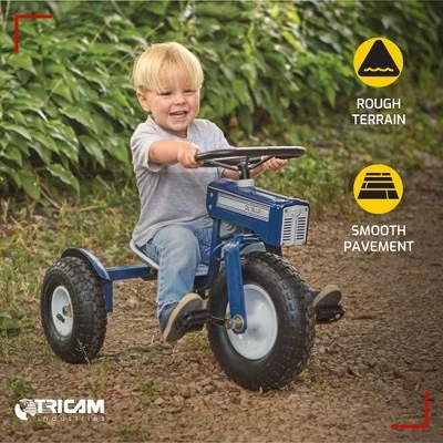 Tricam GCK-31 22 Inch Kids Steel Constructed Ol Blue Tractor Toy Beginner Tricycle with 3 Position Adjustable Seat and Pneumatic Wheels 2 Tricam GCK-31 22 Inch Kids Steel Constructed Ol Blue Tractor Toy Beginner Tricycle with 3 Position Adjustable Seat and Pneumatic Wheels - Image 2
