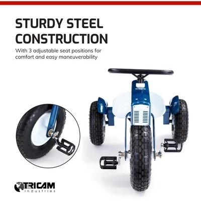 Tricam GCK-31 22 Inch Kids Steel Constructed Ol Blue Tractor Toy Beginner Tricycle with 3 Position Adjustable Seat and Pneumatic Wheels 4 Tricam GCK-31 22 Inch Kids Steel Constructed Ol Blue Tractor Toy Beginner Tricycle with 3 Position Adjustable Seat and Pneumatic Wheels - Image 4