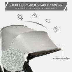 Qaba Baby Tricycle Stroller 4 In 1 Trike w/ Reversible Angle Adjustable Seat Removable Handle Canopy Handrail Belt Storage Footrest Brake Clutch for 1-5 Years Old Grey -Riding Toys, Scooters & Hoverboards shop unnamed file 6650