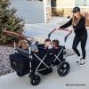 Keenz 7S+ Ultimate 4-Passenger Baby Toddler Wheeled Stroller Wagon w/ Foldable Frame, Harnesses, Canopy Cover, Cooler Basket, & Storage Pockets, Black