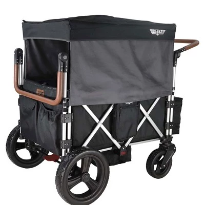 Keenz 7S+ Ultimate 4-Passenger Baby Toddler Wheeled Stroller Wagon w/ Foldable Frame, Harnesses, Canopy Cover, Cooler Basket, & Storage Pockets, Black 3 Keenz 7S+ Ultimate 4-Passenger Baby Toddler Wheeled Stroller Wagon w/ Foldable Frame, Harnesses, Canopy Cover, Cooler Basket, & Storage Pockets, Black - Image 3