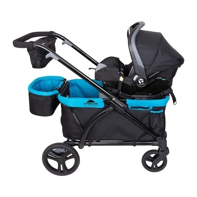 Baby Trend Expedition 2 in 1 Push or Pull Stroller Wagon Plus with Canopy, Choose Between Car Seat Adapter or Built In Seating for 2 Children, Blue 3 Baby Trend Expedition 2 in 1 Push or Pull Stroller Wagon Plus with Canopy, Choose Between Car Seat Adapter or Built In Seating for 2 Children, Blue - Image 3