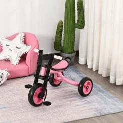 Qaba 3 Wheel Kids Tricycle Toddler Walking Trikes with Adjustable Seat for 3-6 Years old Boys & Girls Pink